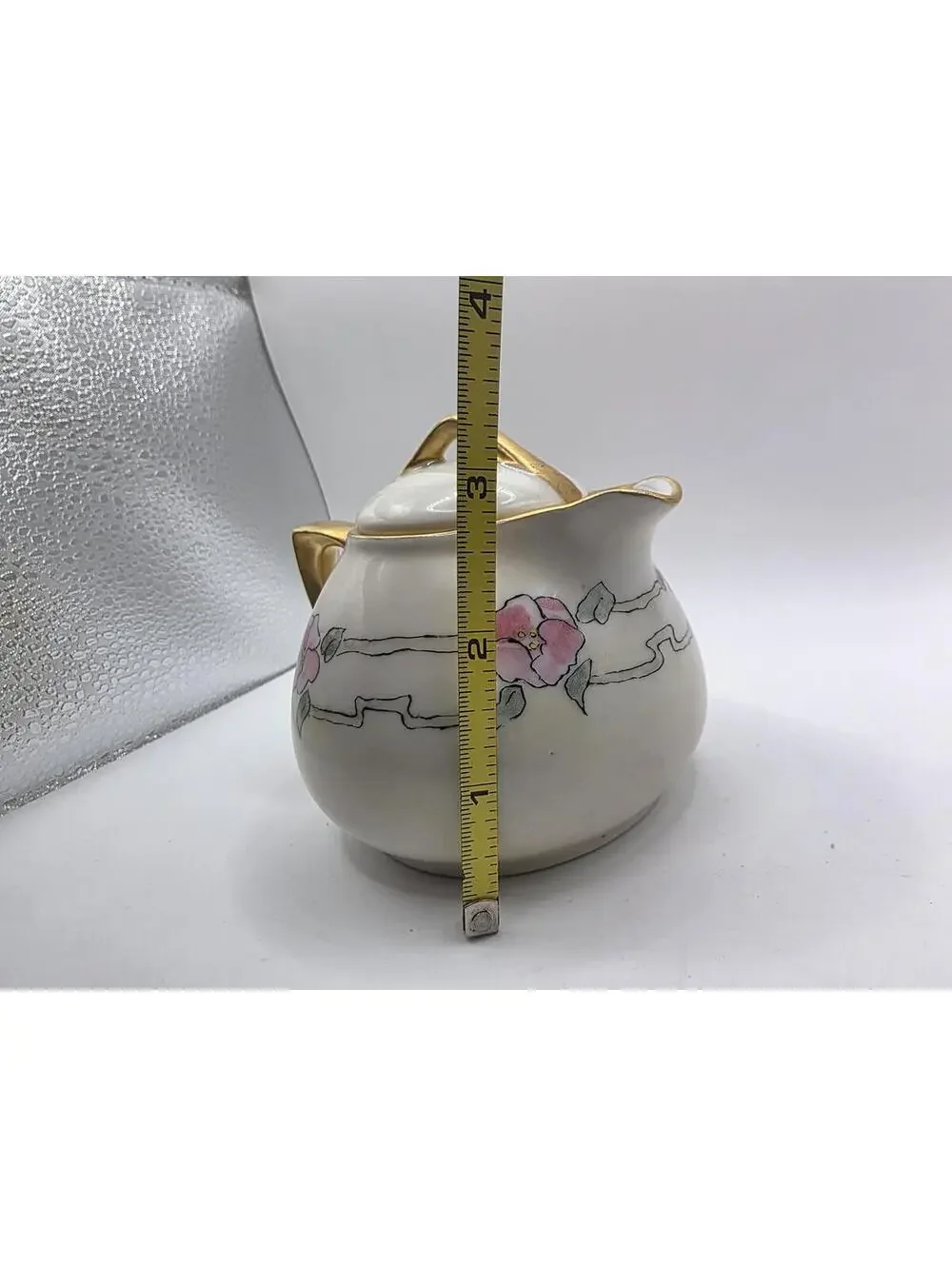 Vintage Epiag Royal Czech Covered Creamer Pink Floral Gold Gilt Porcelain
